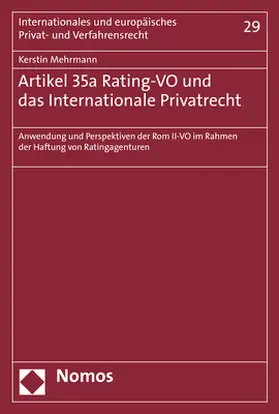 Artikel 35a Rating-VO und das Internationale Privatrecht