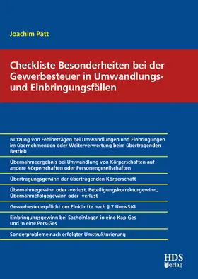 Checkliste Besonderheiten bei der Gewerbesteuer in Umwandlungs- und Einbringungsfällen