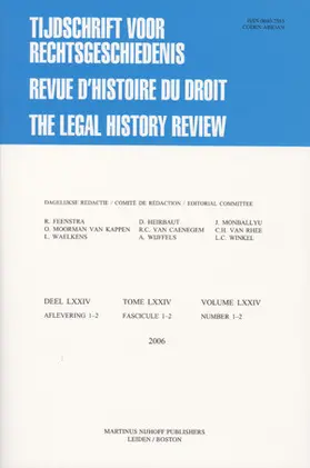 Tijdschrift voor Rechtsgeschiedenis / Revue d'histoire du droit / The Legal History Review