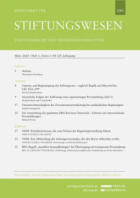 Zeitschrift für Stiftungswesen (ZFS)