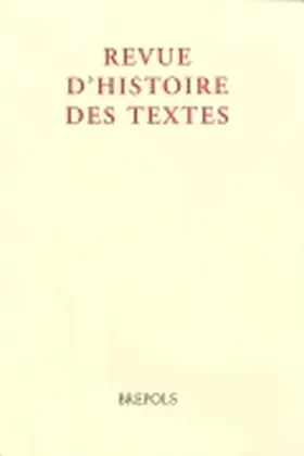 Revue d'histoire des textes