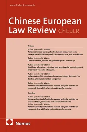 Chinese European Law Review (ChEuLR)