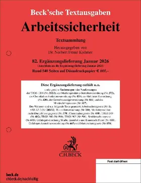 Arbeitssicherheit 82. Ergänzungslieferung
