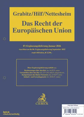 Das Recht der Europäischen Union  87. Ergänzungslieferung