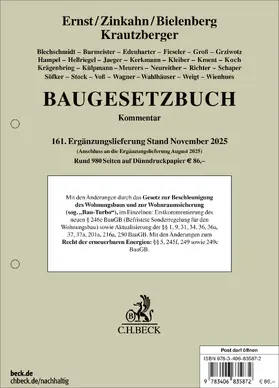 Baugesetzbuch  161. Ergänzungslieferung
