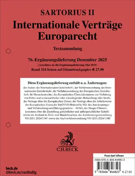 Internationale Verträge, Europarecht  76. Ergänzungslieferung