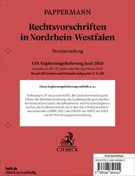 Rechtsvorschriften in Nordrhein-Westfalen  119. Ergänzungslieferung