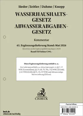Wasserhaushaltsgesetz, Abwasserabgabengesetz  61. Ergänzungslieferung